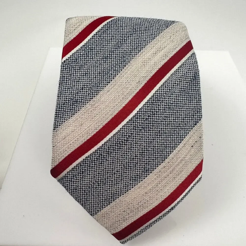 Mattabisch Napoli Striped Multicolor Silk Linen Blend Tie Made in Italy
